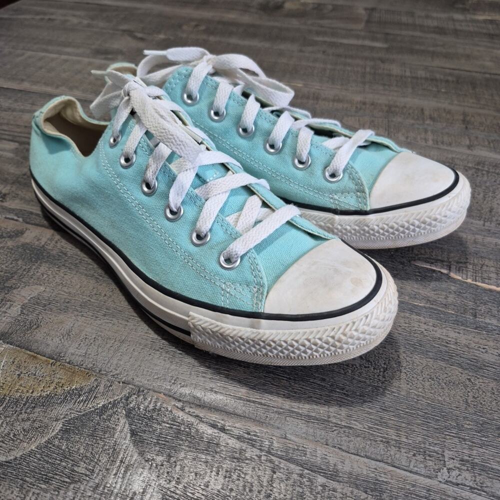 Converse All Star Low Top Sneakers Unisex Mens 8 Womens 10 Light Blue Shoes - Picture 1 of 16